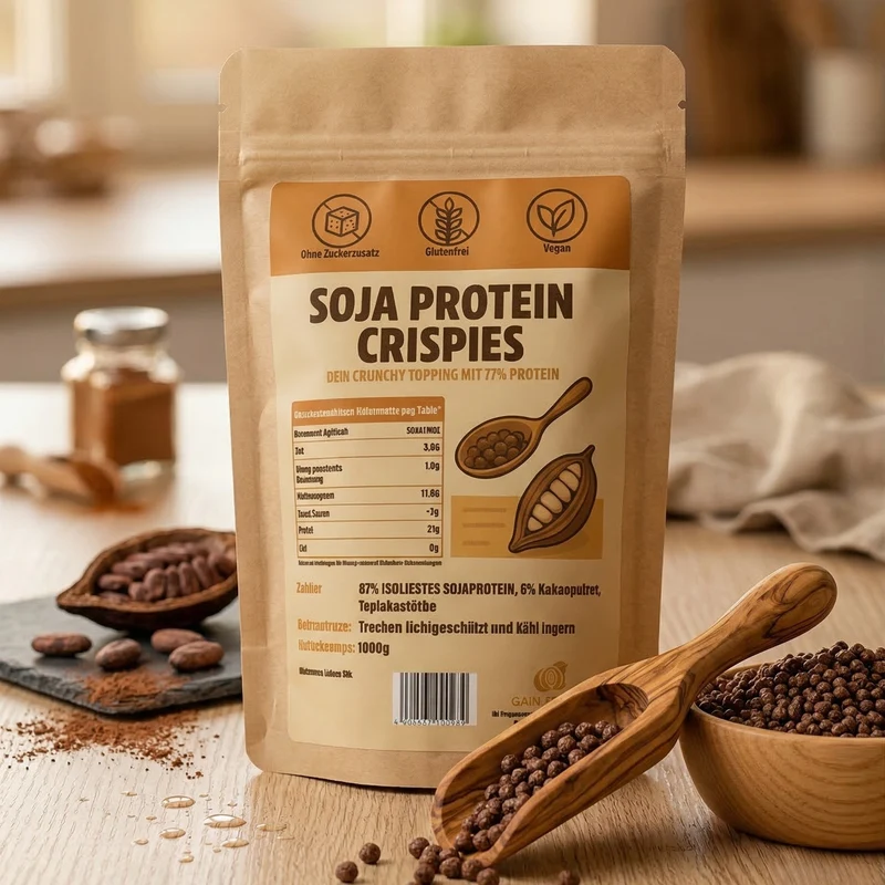 AUSVERKAUFT Soja Protein (77% ) Crispies mit Kakao