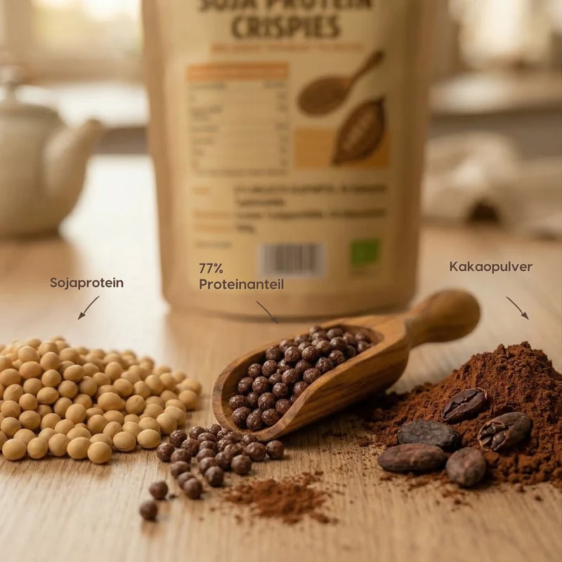 AUSVERKAUFT Soja Protein (77% ) Crispies mit Kakao