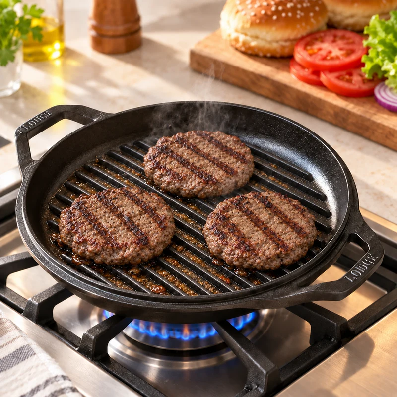 Juego de cacerola con tapa grill multifunción de hierro Lodge