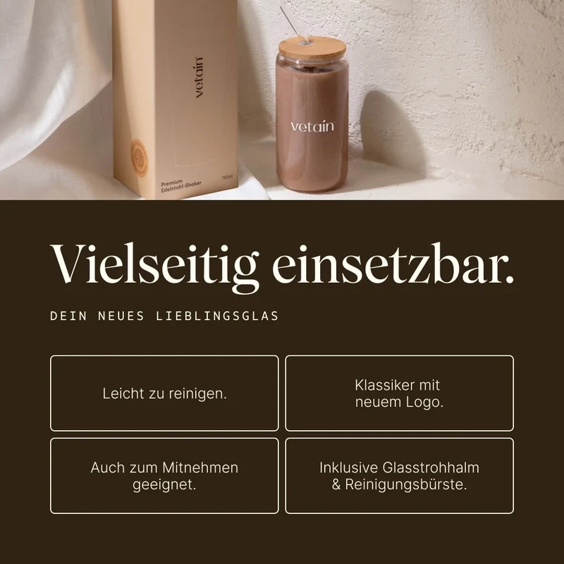 Vetain Trinkglas inkl. Strohhalm