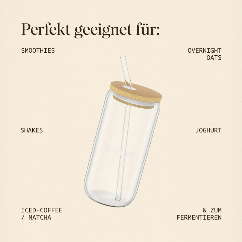 Vetain Trinkglas inkl. Strohhalm