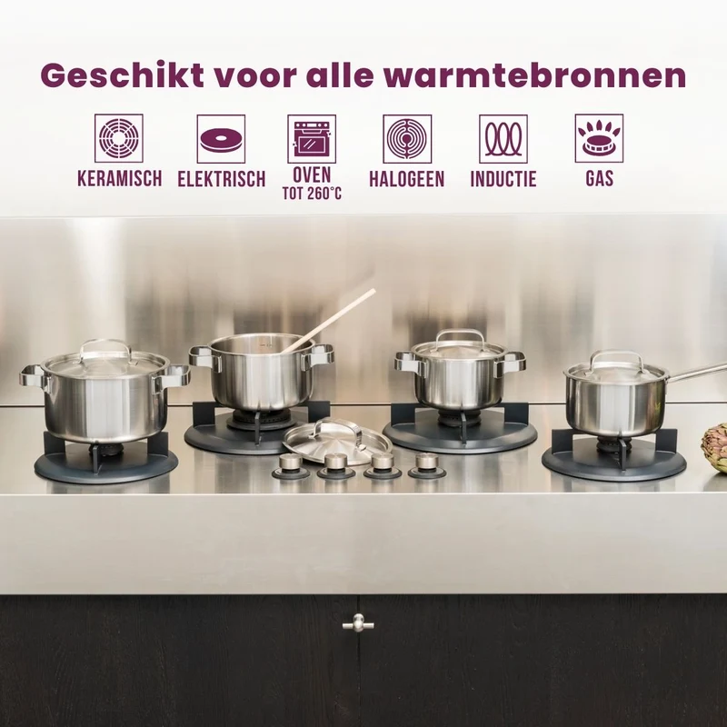Sola Topfset Ruby 5-Teilig Premium Triply Edelstahl - Kochtopf ø 16, 18, 20, 24 cm & Stielkasserolle ø 16 cm - geeignet für alle Wärmequellen