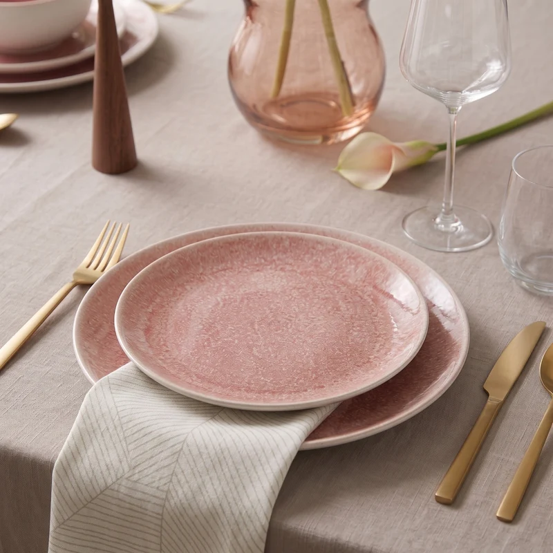 Cookinglife Geschirrset Nola Rosa 18-teilig / 6 Personen - 6 Speiseteller, 6 Frühstücksteller und 6 Schalen