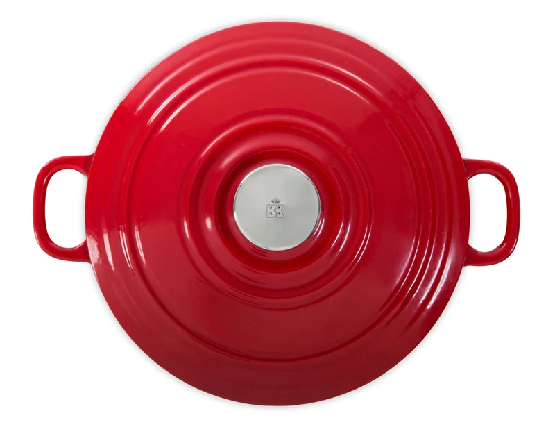 BK Topfset Bourgogne Chili Red Gietijzer 3-teilig - Bräter ø 24, 28 cm & Grillpfanne 26x26 cm - geeignet für alle Wärmequellen