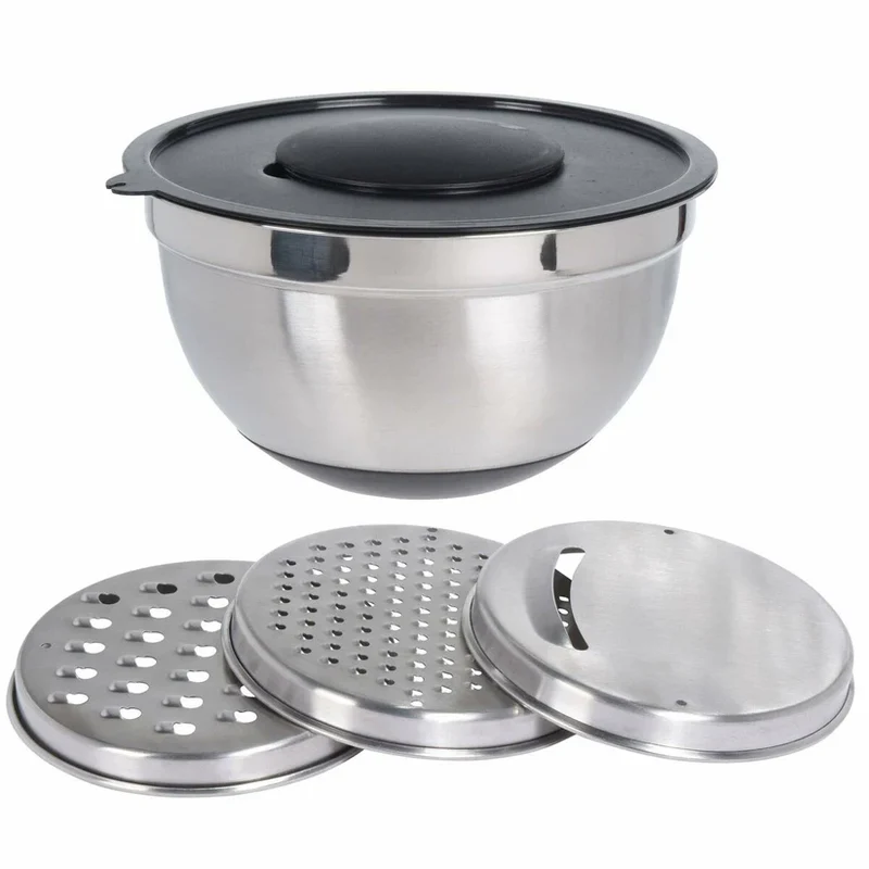 Cookinglife Rührschüssel aus Edelstahl + 3 Reiben – 25,5 x 14 cm