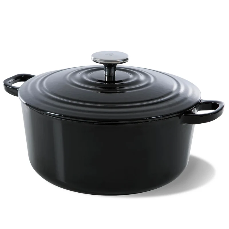 BK Topfset Bourgogne Jet Black Gusseisen 3-teilig - Bräter ø 24, 28 cm & Grillpfanne 26x26 cm - geeignet für alle Wärmequellen