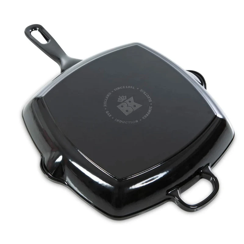 BK Topfset Bourgogne Jet Black Gusseisen 3-teilig - Bräter ø 24, 28 cm & Grillpfanne 26x26 cm - geeignet für alle Wärmequellen