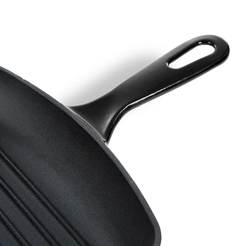BK Topfset Bourgogne Jet Black Gusseisen 3-teilig - Bräter ø 24, 28 cm & Grillpfanne 26x26 cm - geeignet für alle Wärmequellen