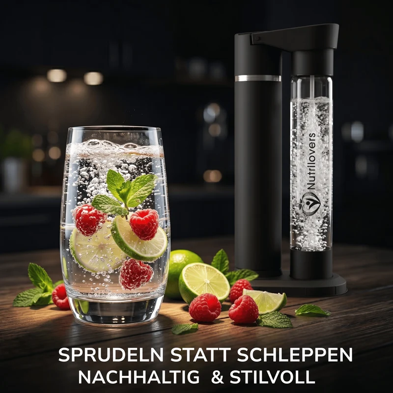 Wassersprudler NUTRI-STREAM (B) | Soda Maker Edelstahl Schwarz, BPA-frei