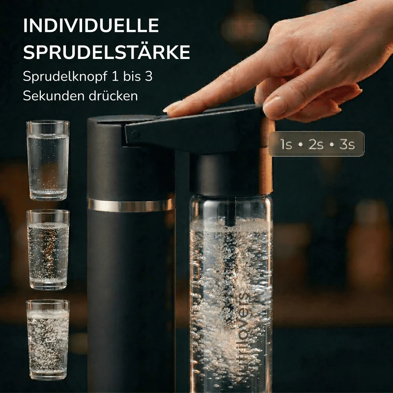 Wassersprudler NUTRI-STREAM (B) | Soda Maker Edelstahl Schwarz, BPA-frei