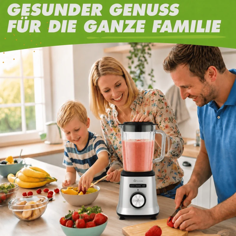 Standmixer Glas NUTRI-BLENDER GLAS+ Hochleistungsmixer mit Glasbehälter 1800W, 1.8L