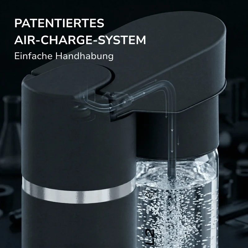 Wassersprudler NUTRI-STREAM Soda Maker Edelstahl Schwarz, BPA-frei