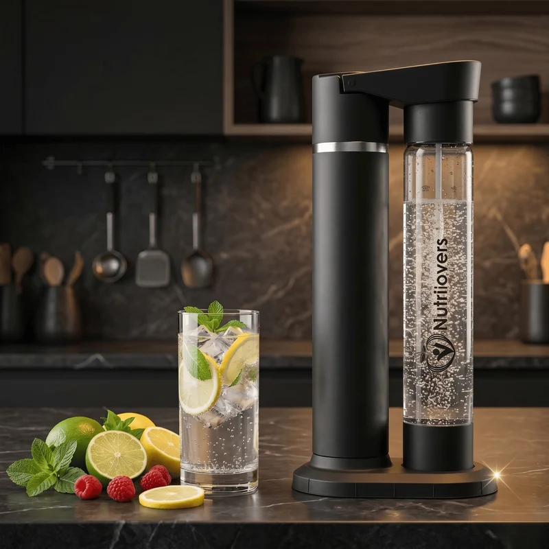 Wassersprudler NUTRI-STREAM Soda Maker Edelstahl Schwarz, BPA-frei