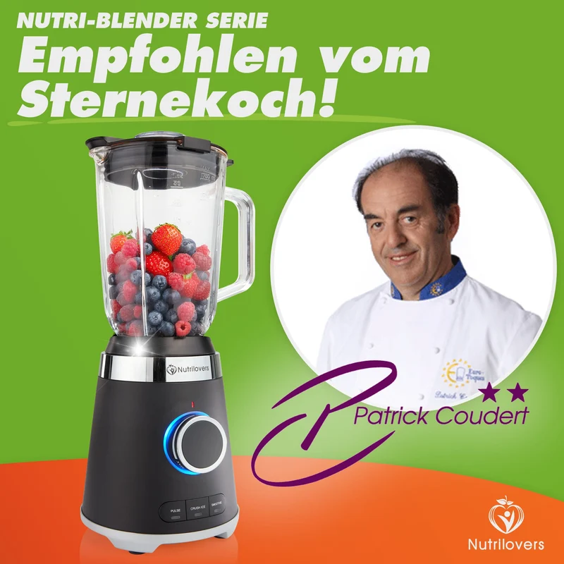 NUTRI-BLENDER GLAS (B) Standmixer mit Glasbehälter, 1300W, 3 Programme inkl. Rezeptbuch