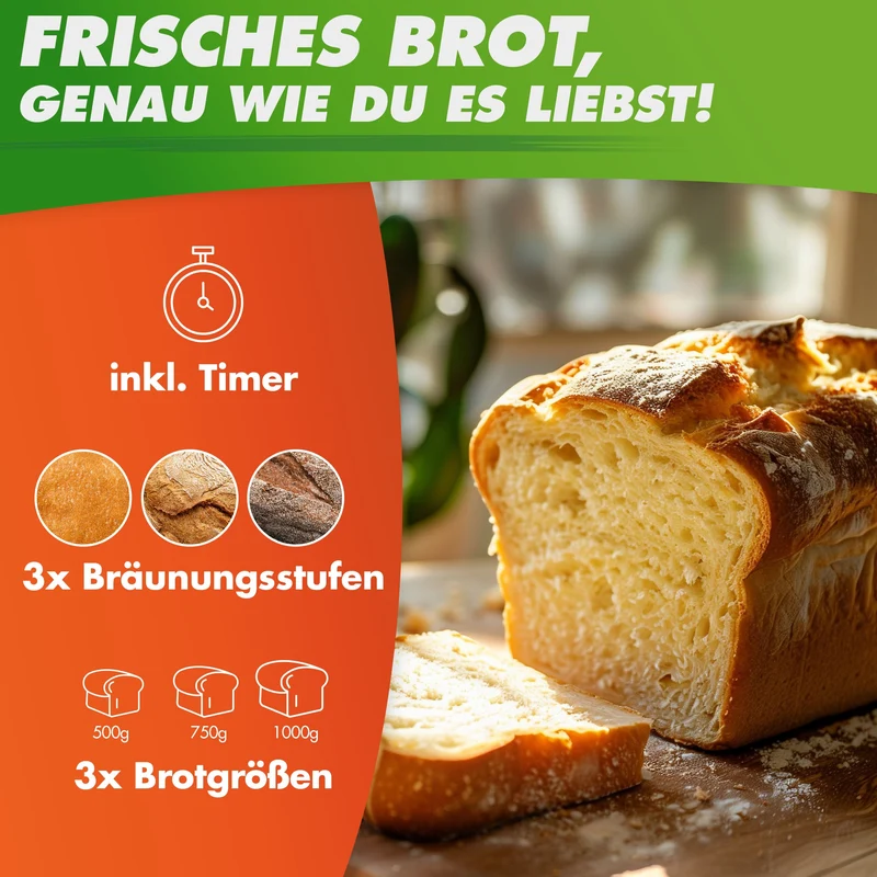 Brotbackautomat NUTRI-BREAD-MAKER (B) Edelstahl 19 Programme, 3 Brotgrößen