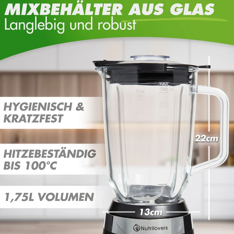 Standmixer mit Glasbehälter NUTRI-BLENDER GLAS - 1300W, 3 Programme