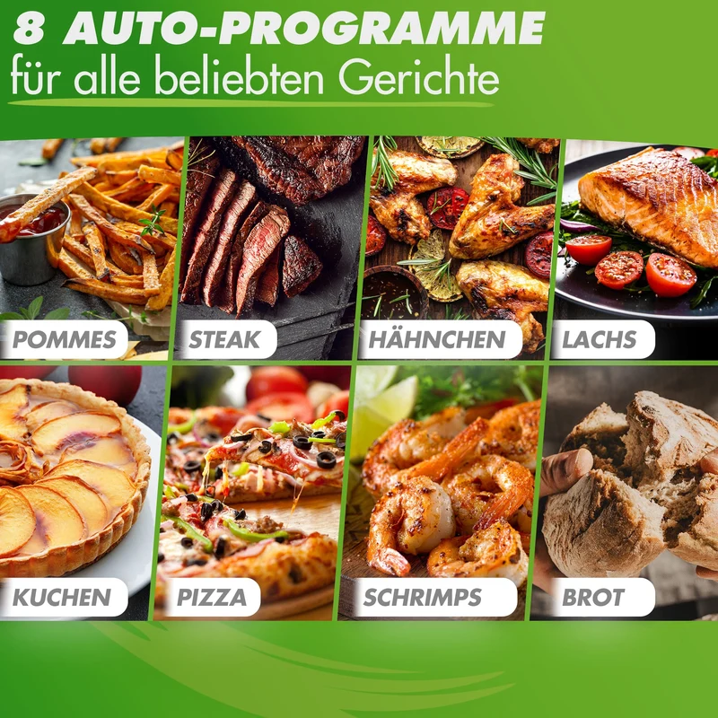 Heißluftfritteuse NUTRI-FRYER Edelstahl, 8L, 2000W, Ober-& Unterhitze