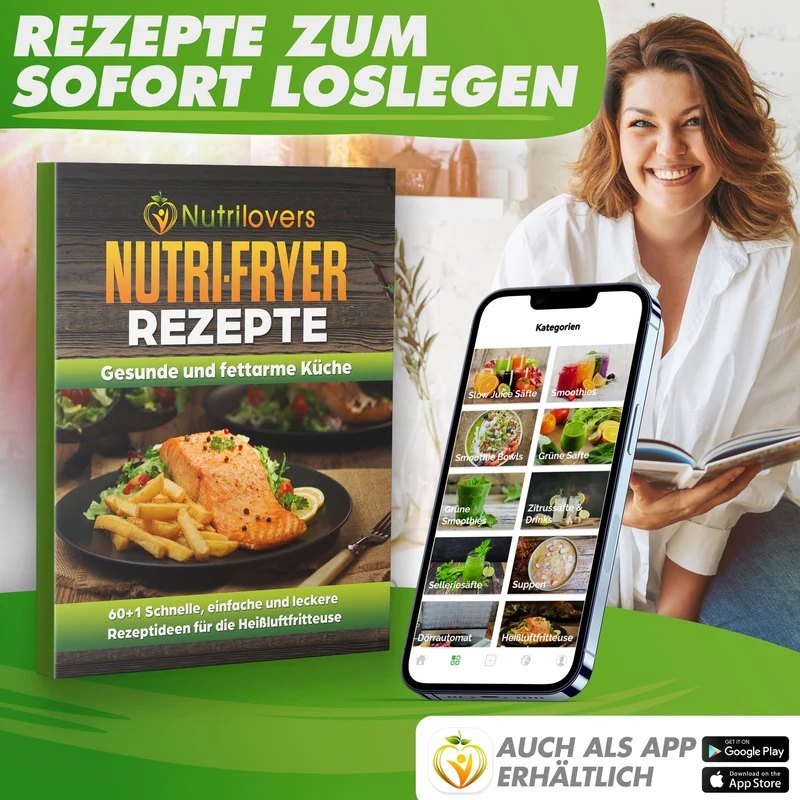 Heißluftfritteuse NUTRI-FRYER Edelstahl, 8L, 2000W, Ober-& Unterhitze