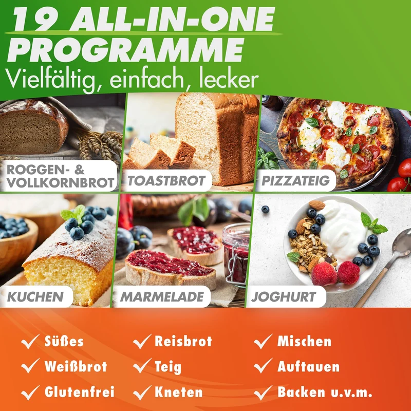Brotbackautomat NUTRI-BREAD-MAKER Edelstahl, 19 Programme, 3 Brotgrößen