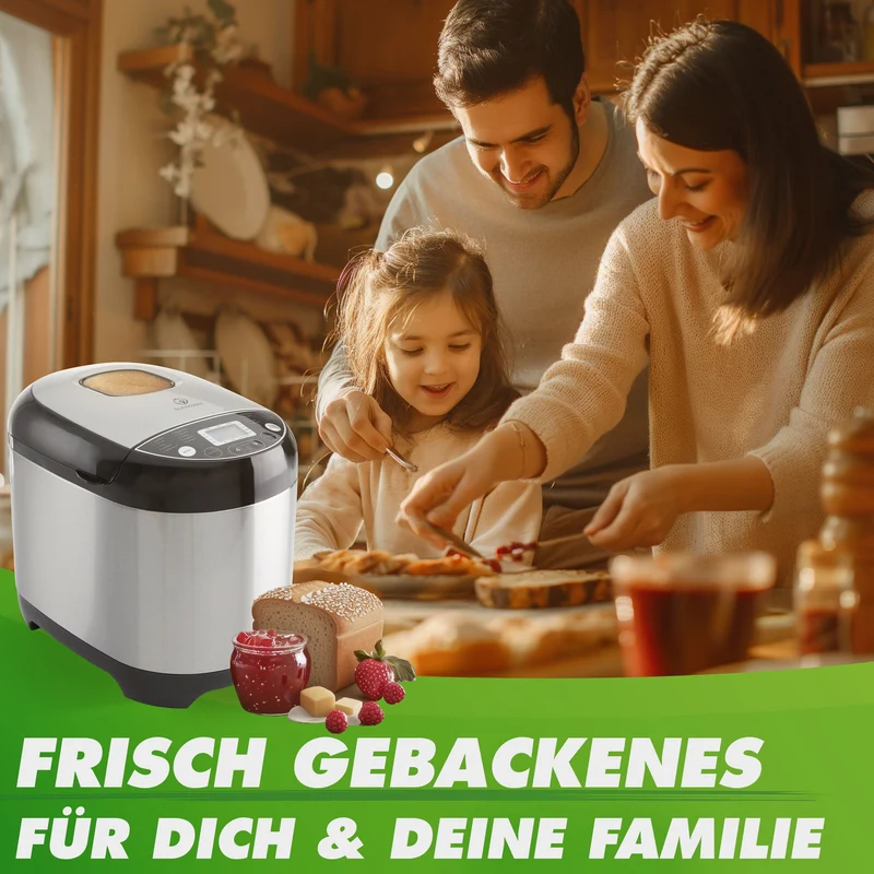 Brotbackautomat NUTRI-BREAD-MAKER Edelstahl, 19 Programme, 3 Brotgrößen