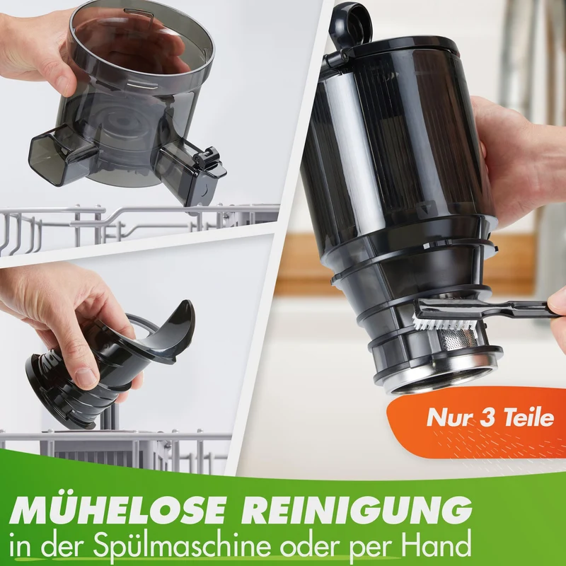 NUTRI-PRESS MAX (B) Entsafter Slow Juicer Großer XXL-Einwurf Obst & Gemüse Ganze Früchte entsaften ohne Nachschieben (BPA-frei)