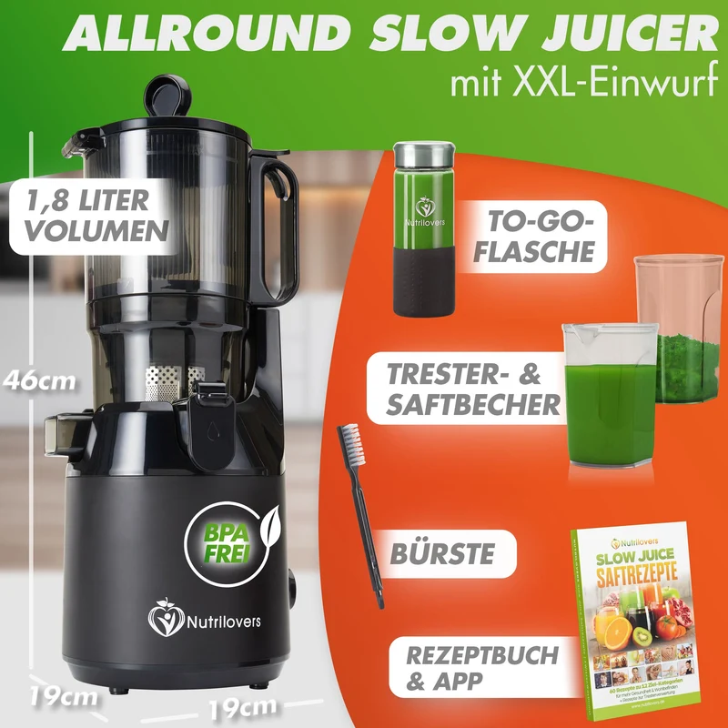 Slow Juicer NUTRI-PRESS MAX Ganze Früchte entsaften - 135mm, BPA-frei