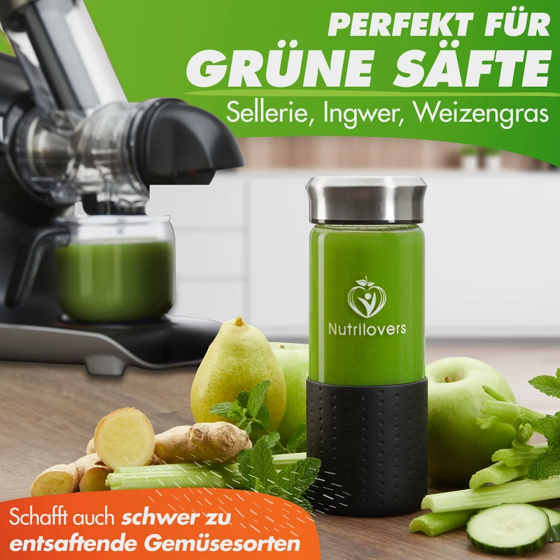 GREEN-PRESS MAX EDELSTAHL (B) Entsafter Slow Juicer mit Edelstahl-Pressschnecke