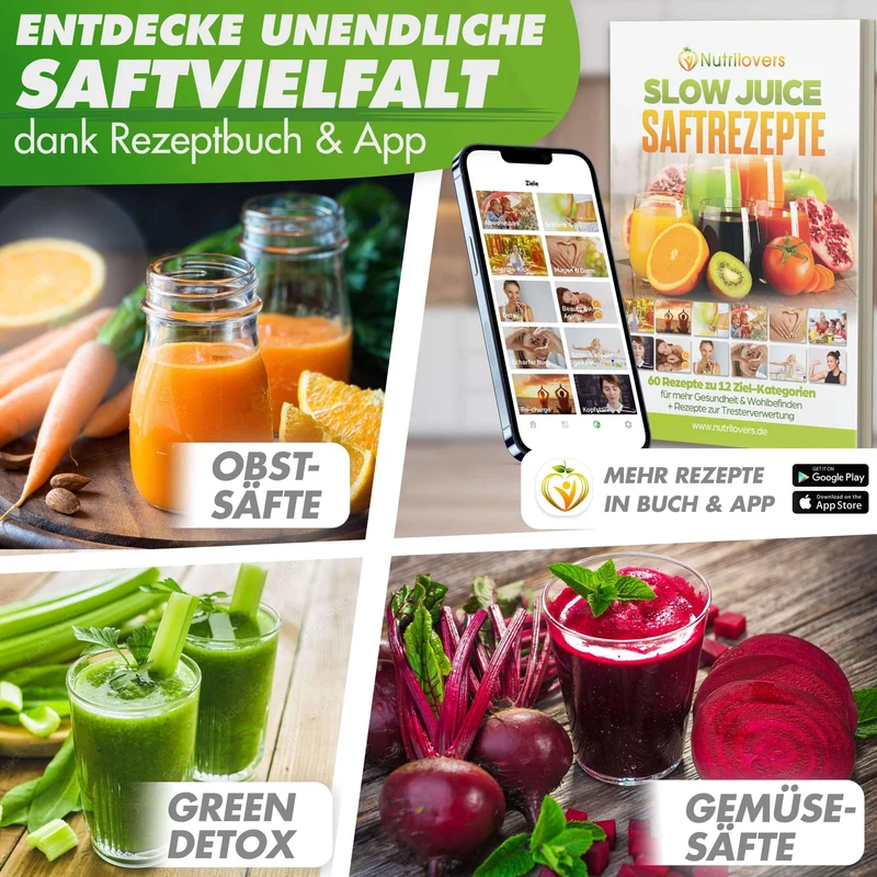 Slow Juicer GREEN-PRESS MAX EDELSTAHL Entsafter mit Edelstahl-Schnecke