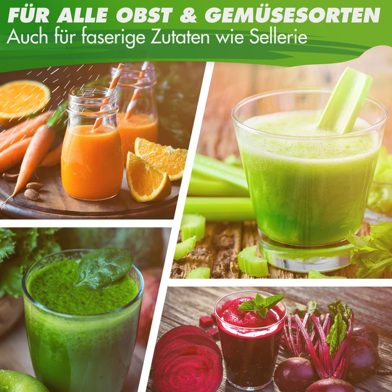 MINI-PRESS (B) Slow Juicer - Besonders Kompakt & Platzsparend | elektrischer Entsafter Obst & Gemüse | 100% BPA frei
