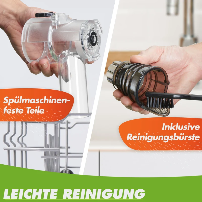 MINI-PRESS (B) Slow Juicer - Besonders Kompakt & Platzsparend | elektrischer Entsafter Obst & Gemüse | 100% BPA frei