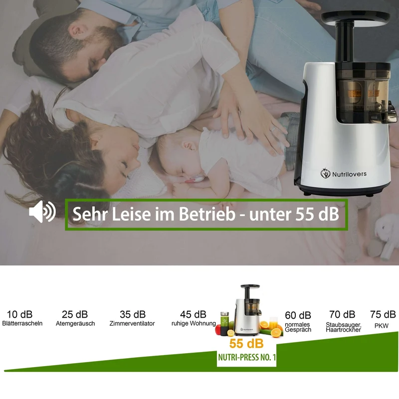 Slow Juicer NUTRI-PRESS NO.1 Premium Entsafter mit 3 Sieben