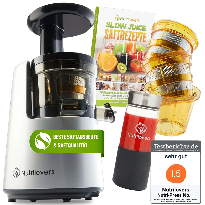 Slow Juicer NUTRI-PRESS NO.1 Premium Entsafter mit 3 Sieben