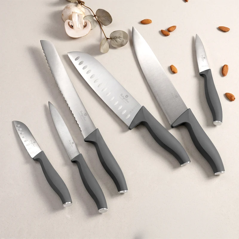 BerlingerHaus Messerset Matt Anthrazit 6-teilig - Kochmesser, Brotmesser, Santokumesser, Officemesser, Schälmesser & Mini Santokumesser