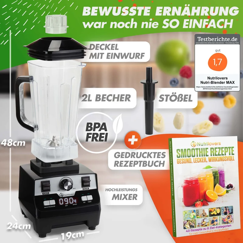 Hochleistungsmixer NUTRI-BLENDER MAX Standmixer [2000W] -100% BPA-frei