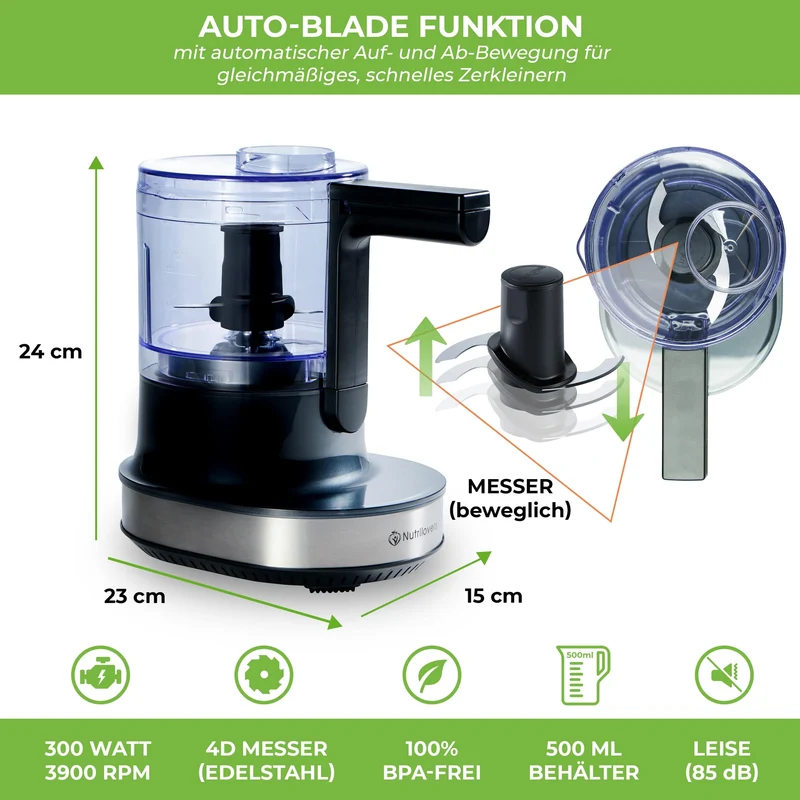 Zerkleinerer NUTRI-CHOPPER 4D mit AUTO-BLADE Funktion 100% BPA-frei