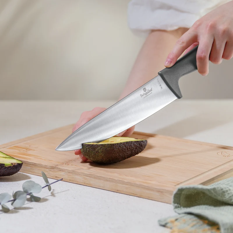 BerlingerHaus Messerblock Matt Anthrazit Rund 6-teilig - Kochmesser, Brotmesser, Santokumesser, Officemesser & Schälmesser
