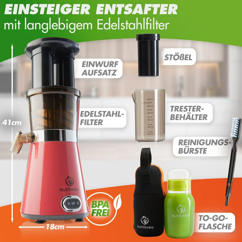 NUTRI-PRESS (B) Pink Pepper Elektrischer Entsafter, Slow Juicer