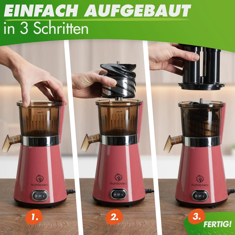 NUTRI-PRESS (B) Pink Pepper Elektrischer Entsafter, Slow Juicer