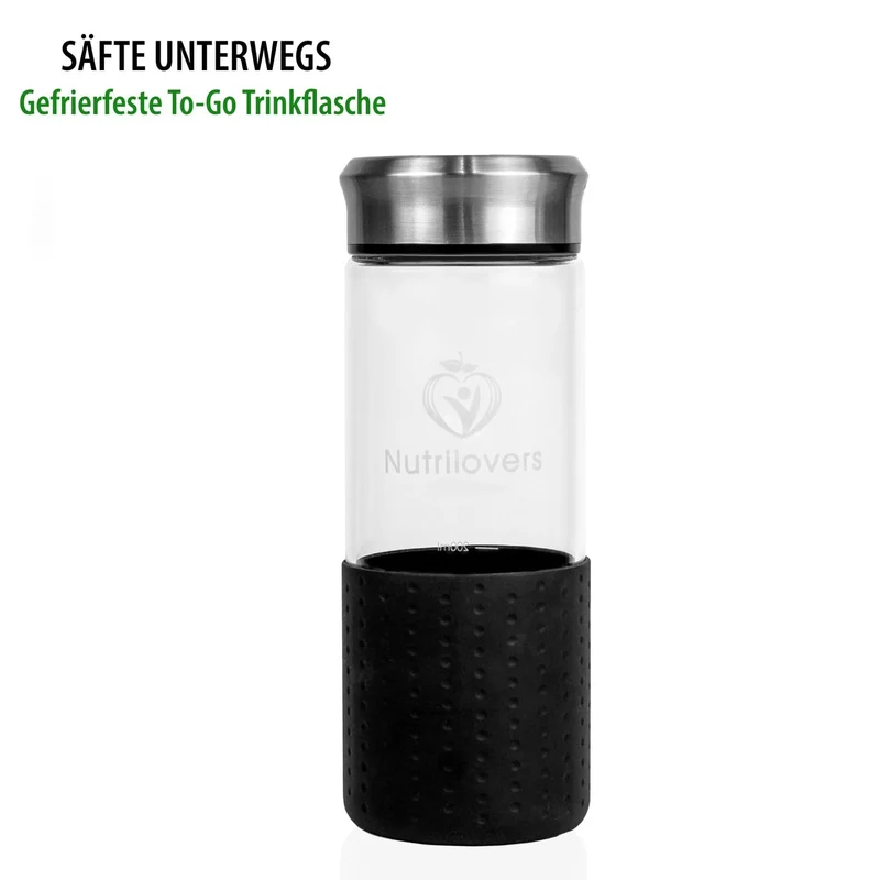 Trinkflasche NUTRI-BOTTLE ICE Gefrierfeste Slow Juice Glasflasche