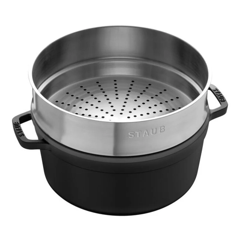 Cocotte de hierro fundido con vaporera de inox Staub