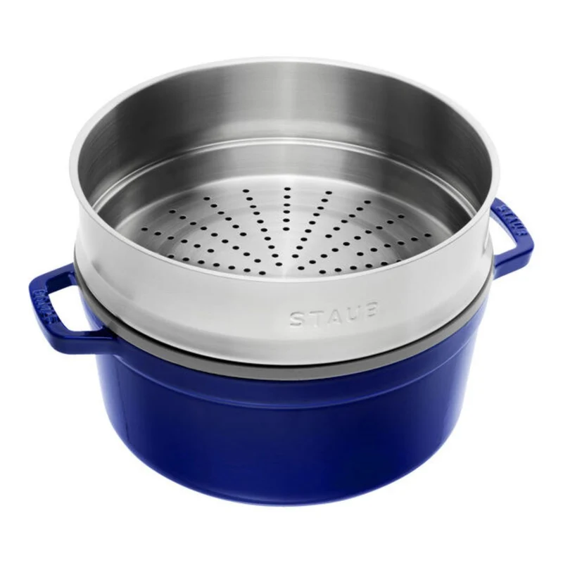 Cocotte de hierro fundido con vaporera de inox Staub