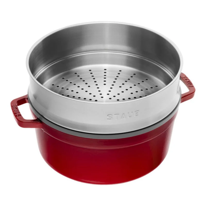 Cocotte de hierro fundido con vaporera de inox Staub