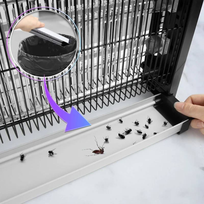 Duronic FK2X10 Elektrischer Fliegenfänger, großer UV-Insektenvernichter | Zwei UV-Spektren, herausnehmbare Auffangschale und Aufhängekette, 16W energiesparende Insektenfalle für Küche und Zuhause