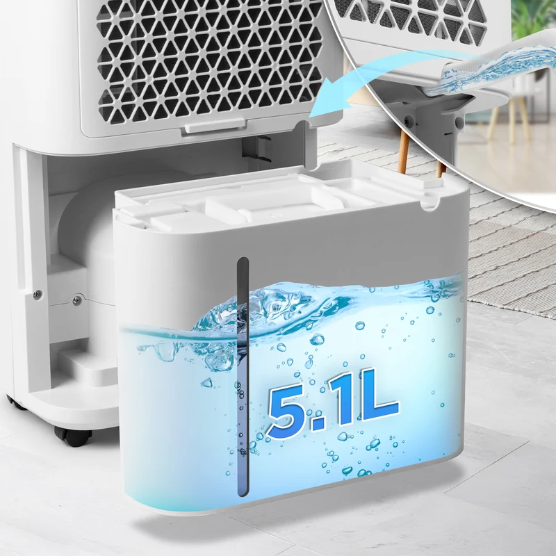 Duronic DH201 Luftentfeuchter, elektrischer Entfeuchter für 25 m² Räume, leiser Raumentfeuchter mit 5100ml Tank, gegen feuchte Fenster und Schimmel
