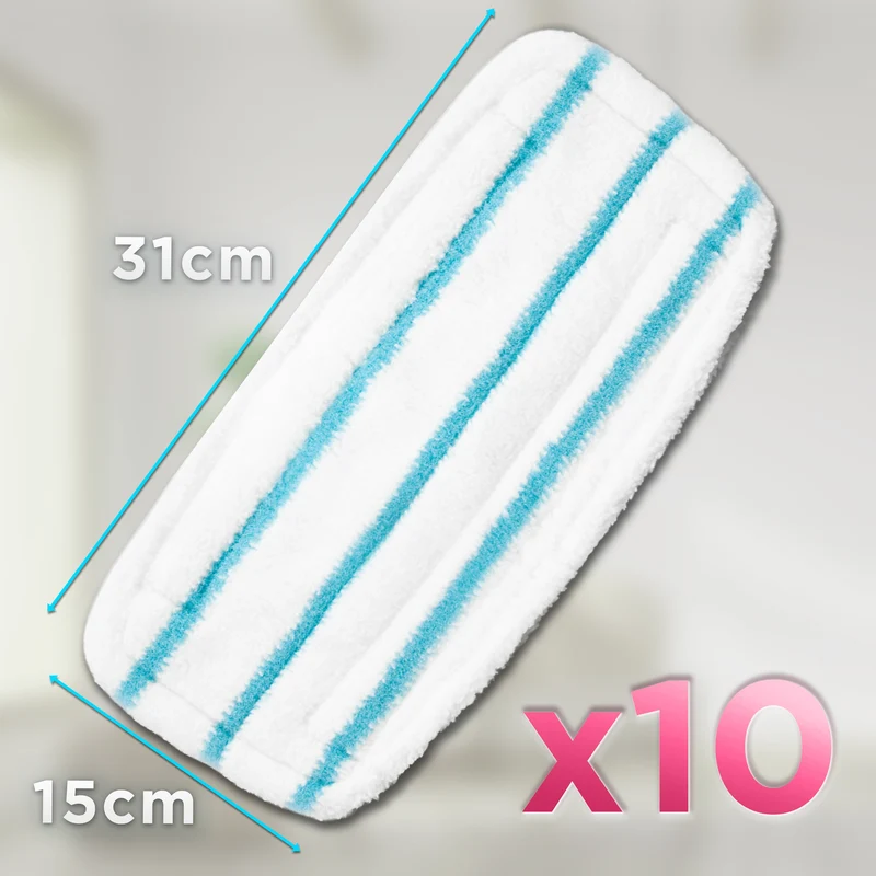 Duronic STM15X10 Ersatz Mopp Pads 10er Set, Waschbare Mikrofaser Moppbezüge für STM15 Dampfmopp & Dampfbesen, Zubehör für Hartböden & Teppiche