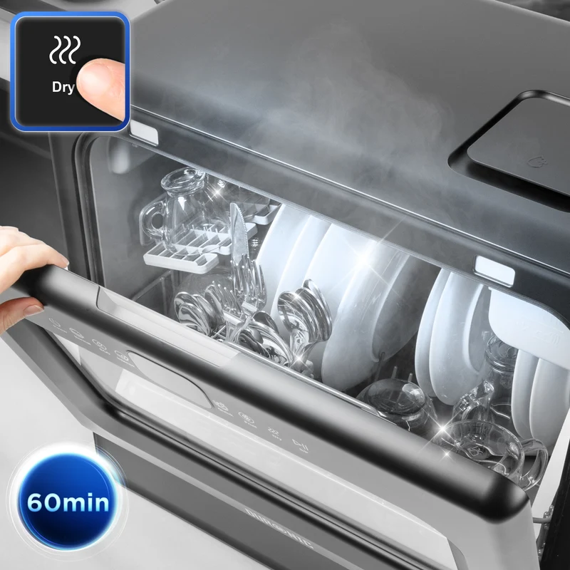 Duronic DW10 BK Spülmaschine, Mini Geschirrspüler bis 6 Personen, Tischgeschirrspüler mit 5 Liter Tank, Minispülmaschine für Singles, 6 Programme