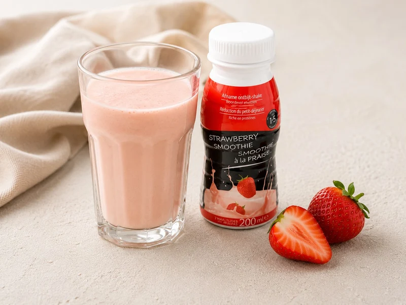 Aardbeien smoothie drank flesje