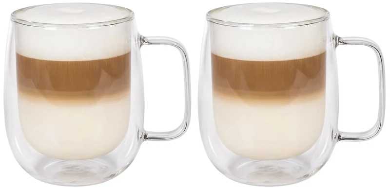 Cookinglife Doppelwandige Latte Macchiato- / Teegläser mit Henkel - 400 ml - 2 Stück