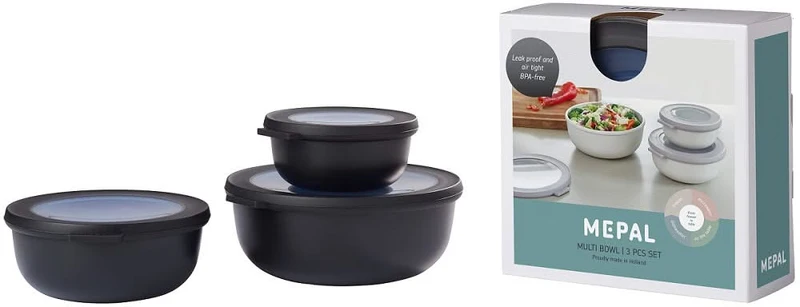 Mepal Frischhaltedosen Cirqula Nordic Black Rund 3-teilig - 350 ml + 750 ml + 1,25 Liter