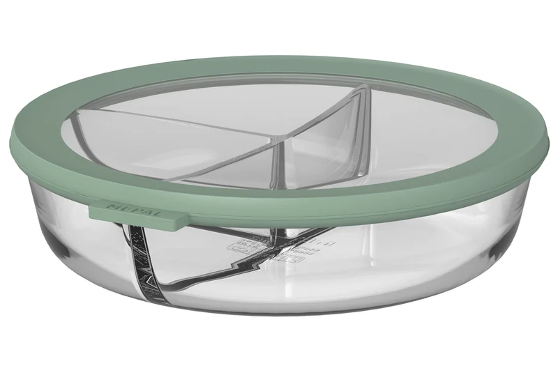 Mepal Glas Frischhaltedose Cirqula Nordic Sage 3-Fächer - 1 Liter